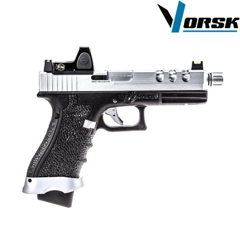 Gas gbb pistol eu18 vented black/chrome + BDS vorsk (vk-vgp-01-24-bds)