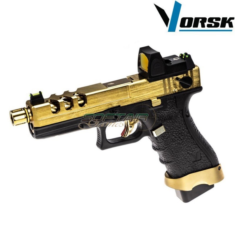 Pistola a gas gbb eu18 vented black/gold + BDS vorsk (vk-vgp-01-28-bds)