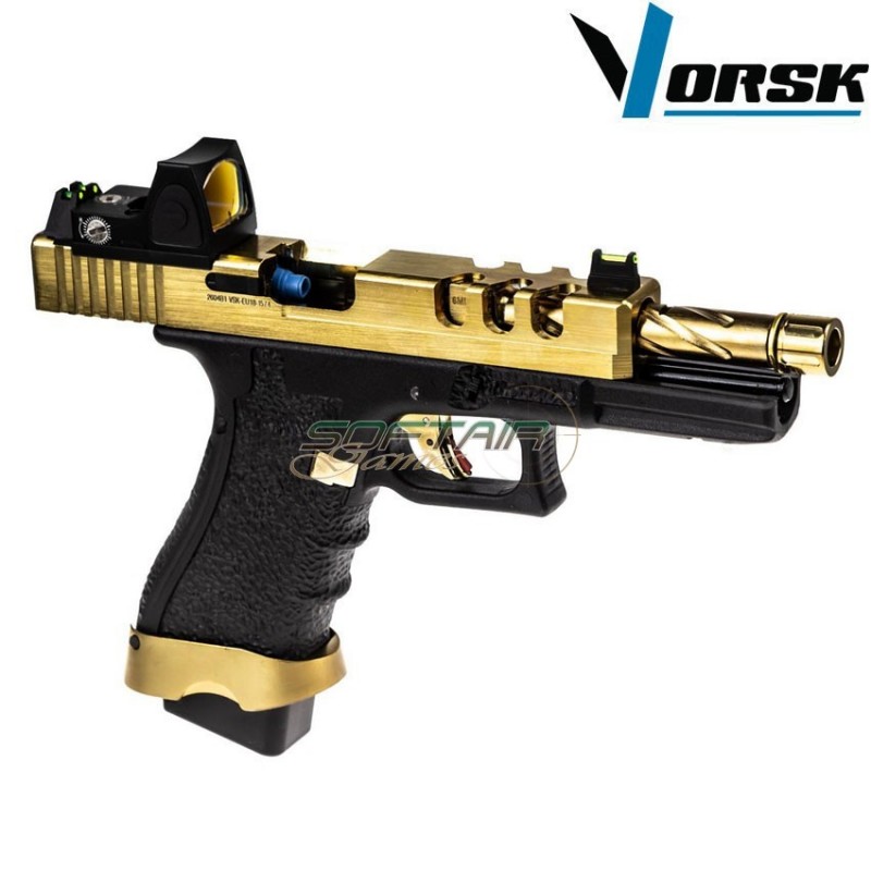 Gas gbb pistol eu18 vented black/gold + BDS vorsk (vk-vgp-01-28-bds)