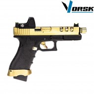 Pistola a gas gbb eu18 vented black/gold + BDS vorsk (vk-vgp-01-28-bds)