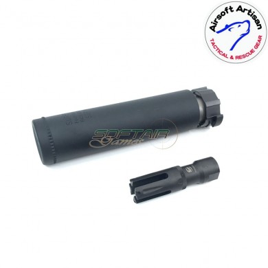 Silencer fh556 style & fhsa80 flash hider black sf type 14mm ccw airsoft artisan (aa-sil-10-bk-b)