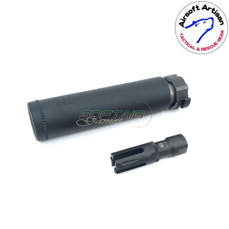 Silenziatore fh556 style & fhsa80 spegnifiamma black sf type 14mm ccw airsoft artisan (aa-sil-10-bk-b)
