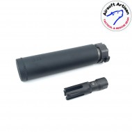 Silencer fh556 style & fhsa80 flash hider black sf type 14mm ccw airsoft artisan (aa-sil-10-bk-b)