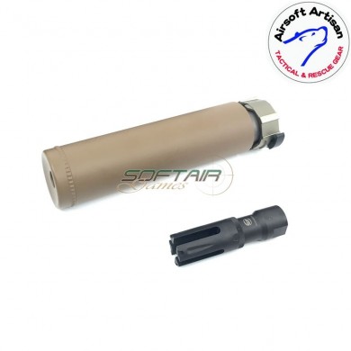 Silencer fh556 style & fhsa80 flash hider dark earth sf type 14mm ccw airsoft artisan (aa-sil-10-de-b)