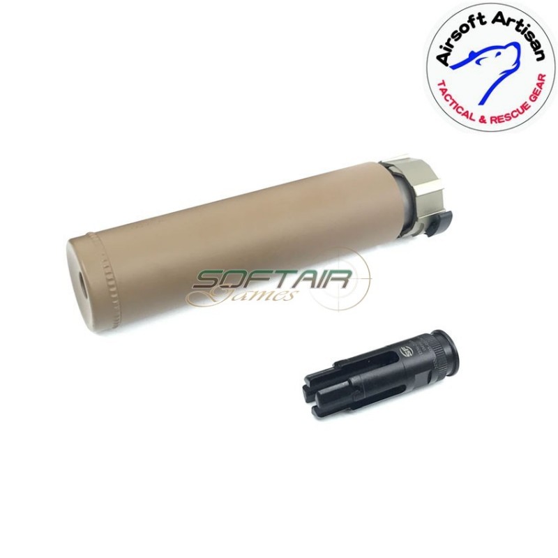 Silenziatore fh556 style & fh216a spegnifiamma dark earth sf type 14mm ccw airsoft artisan (aa-sil-10-de-c)