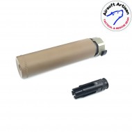 Silenziatore fh556 style & fh216a spegnifiamma dark earth sf type 14mm ccw airsoft artisan (aa-sil-10-de-c)