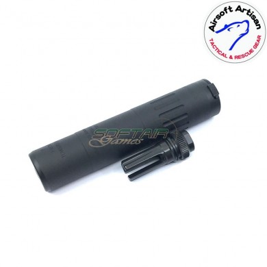 M4 2000 style silencer & flash hider black 14mm ccw airsoft artisan (aa-sil-11-bk)