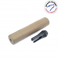 Silenziatore m4 2000 style & spegnifiamma dark earth 14mm ccw airsoft artisan (aa-sil-11-de)