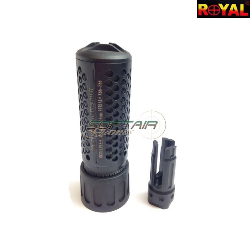 Silencer & flash hider kac style QDC/CQB 5" black 14mm ccw royal (sil-kac-5-bk)