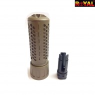 Silenziatore & spegnifiamma kac style QDC/CQB 5" tan 14mm ccw royal (sil-kac-5-tan)