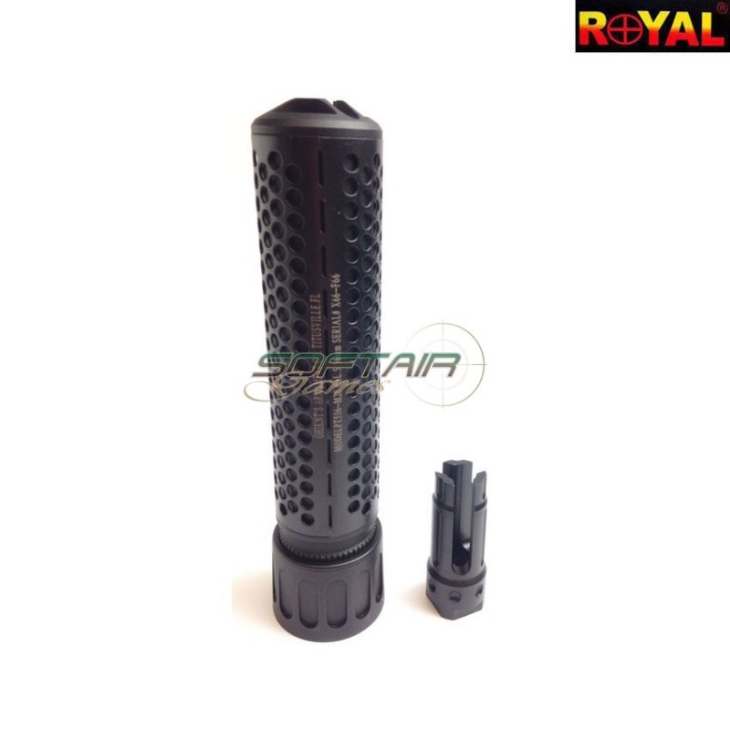 Silencer & flash hider kac style QDC/CQB 7" black 14mm ccw royal (sil-kac-7-bk)
