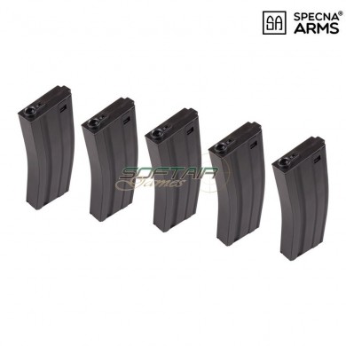 Set 5 Mid-caps Magazines Black 100bb Metal For M4 Specna Arms® (spe-05-005267)