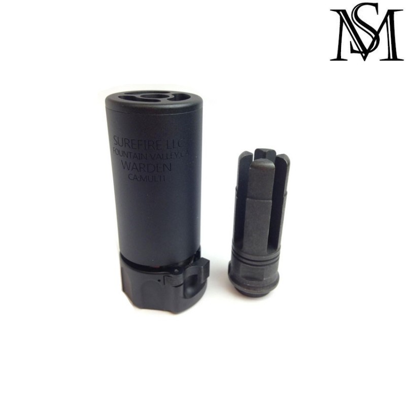 Silenziatore & spegnifiamma surefire style warden black 14mm ccw milsim series (ms-260-bk)