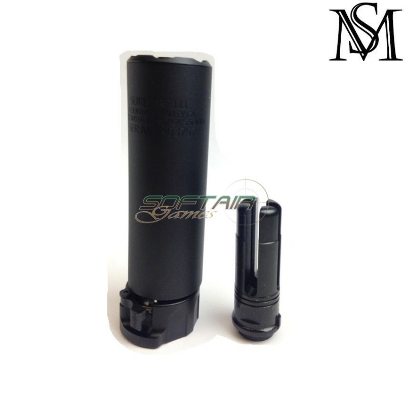 Silencer & flash hider surefire style socom556-mini2 black 14mm ccw milsim series (ms-261-bk)
