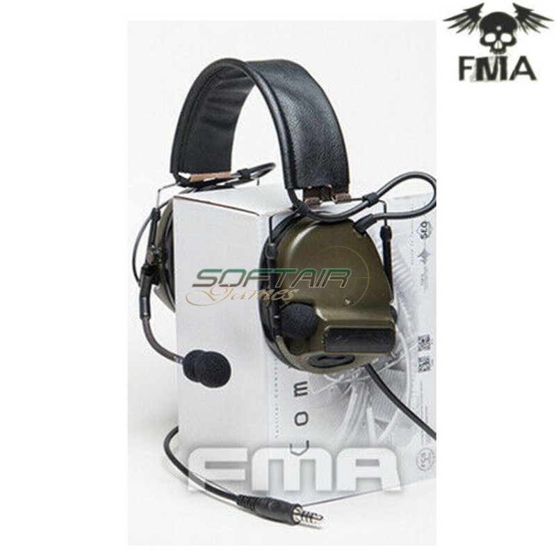 Cuffia comtac3 fcs ach c3 tactical con riduzione rumore olive drab fma (fma-tb-fcs-004-od)