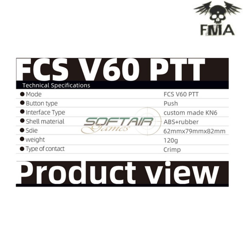 Fcs amp v60 ptt kit comtac3 black fma (fma-tb-fcs-012-bk) Fcs amp v60 ptt kit comtac3 black fma (fma-tb-fcs-012-bk)