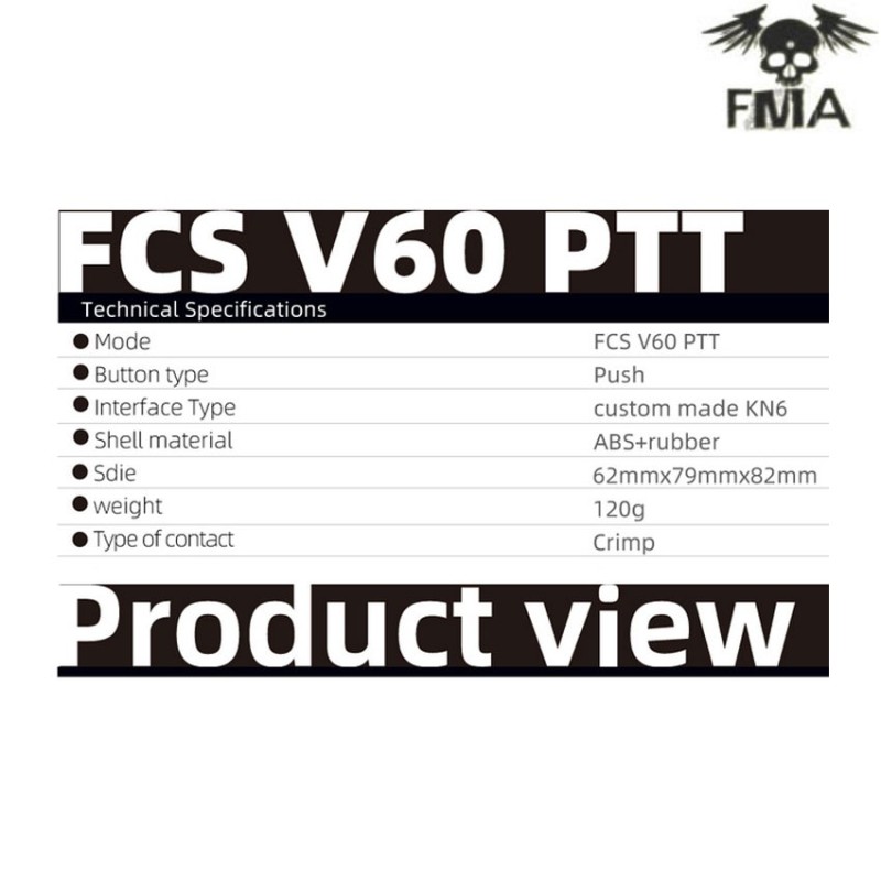 Fcs amp v60 ptt kit comtac3 dark earth fma (fma-tb-fcs-012-de)