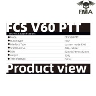 Fcs amp v60 ptt kit comtac3 dark earth fma (fma-tb-fcs-012-de)