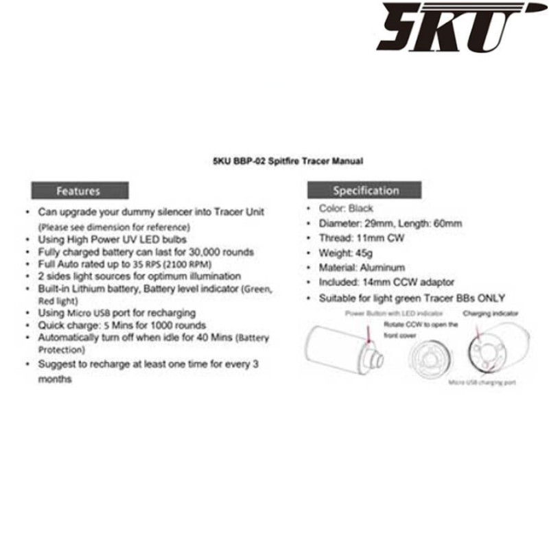 Sptifire tracer black 5ku (5ku-bbp-02n) Sptifire tracer black 5ku (5ku-bbp-02n)