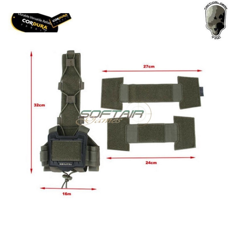 Pouch ranger green agilite style velcro for tmc helmets (tmc3411-rg)