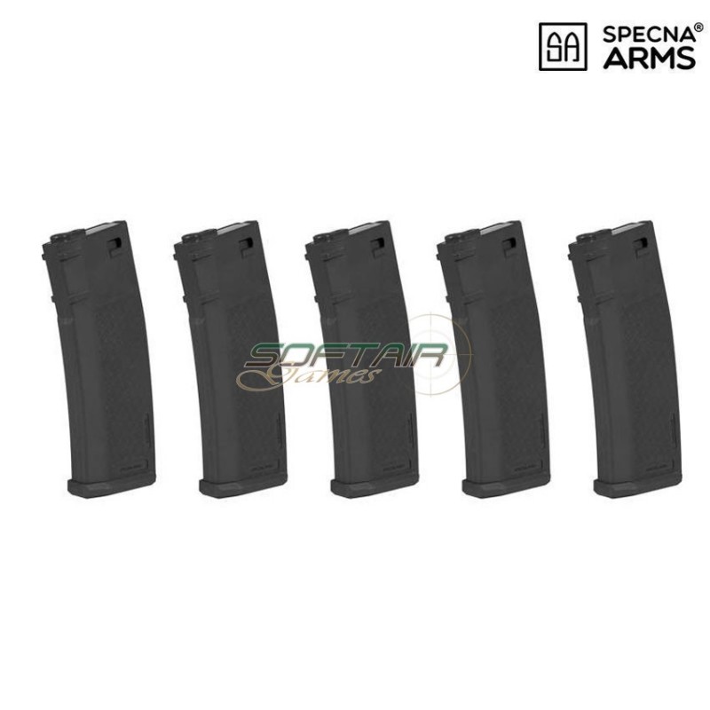 SET 5 mid-caps s-mag polymer magazines 125bb black for m4/m16 specna arms® (spe-05-025718)