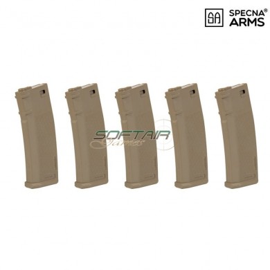 SET 5 mid-caps s-mag polymer magazines 125bb dark earth for m4/m16 specna arms® (spe-05-025720)
