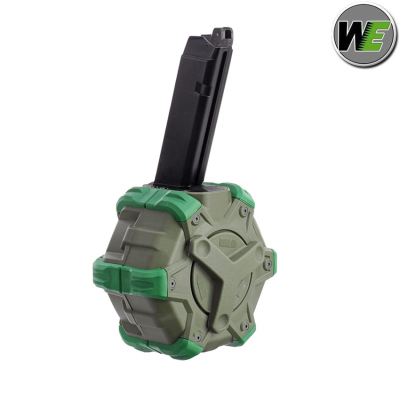 Drum magazine OD 350bb for gas pistols glock we (we-c015-drum)