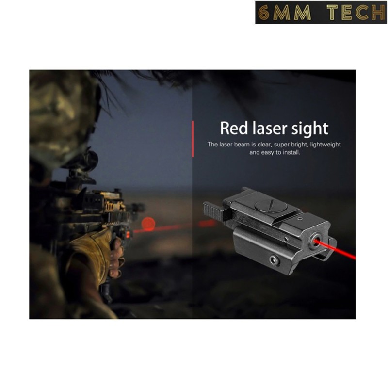 Mini compact red laser sight per 22mm rail nero 6MM TECH (6mmt-05-bk)