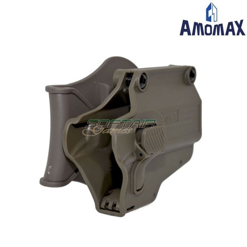Universal PERFIT dark earth rigid holster RIGHT for pistols amomax (am-uhf)