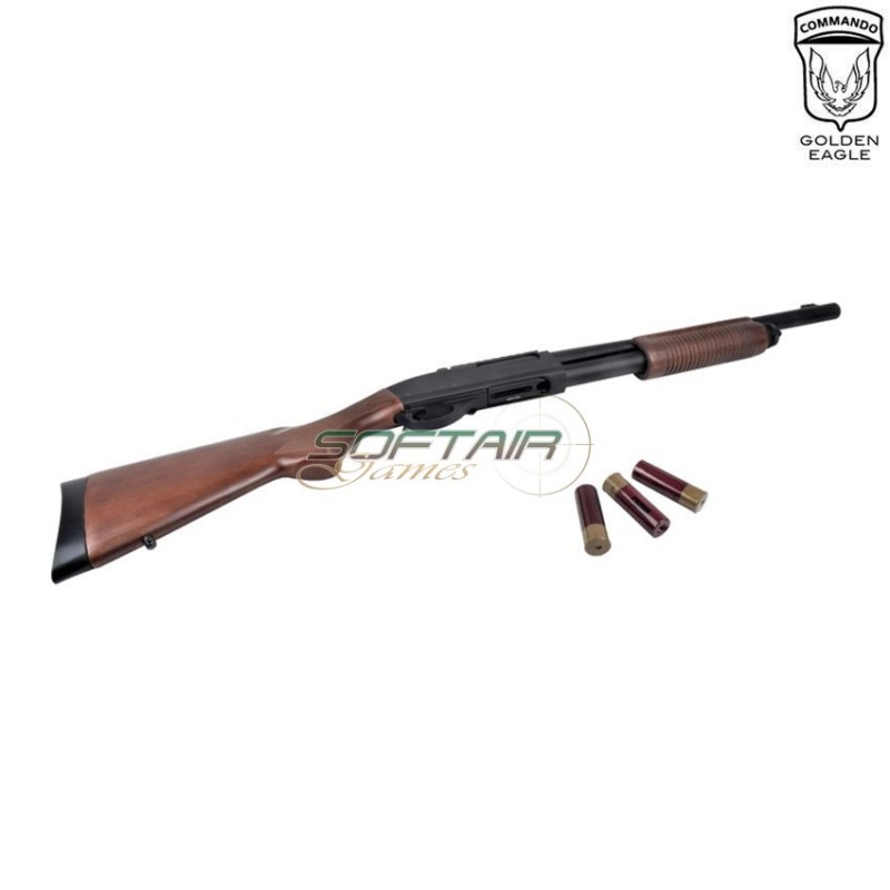 Gas shotgun m870 long full metal & real wood golden eagle (ge-m870lw)