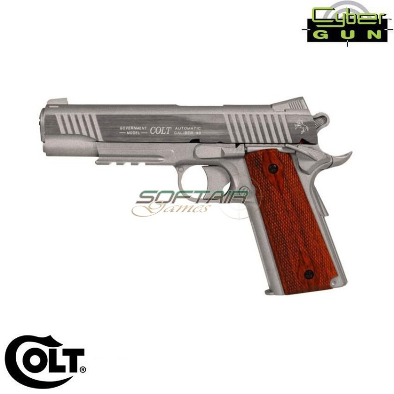 Pistola a CO2 1911 silver/brown canna fissa colt cybergun (180315) Pistola a CO2 1911 silver/brown canna fissa colt cybergun (180315)