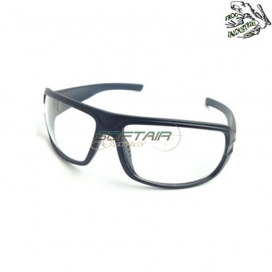 Occhiale da tiro black lente clear frog industries® (fi-3568-bk)