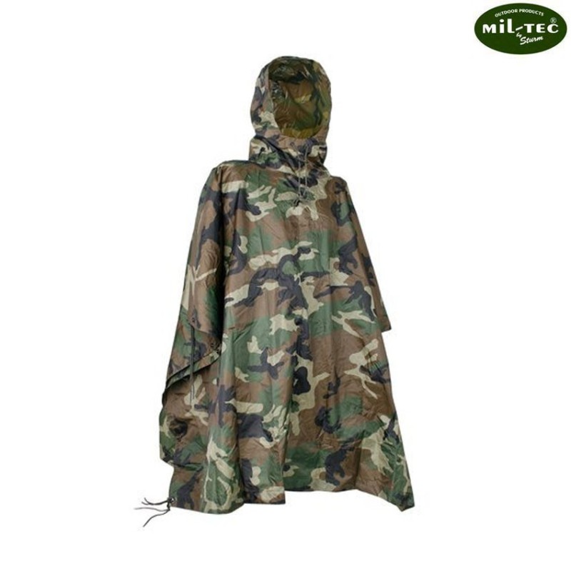 Telo Impermeabile Poncho woodland Mil-tec (10630020)