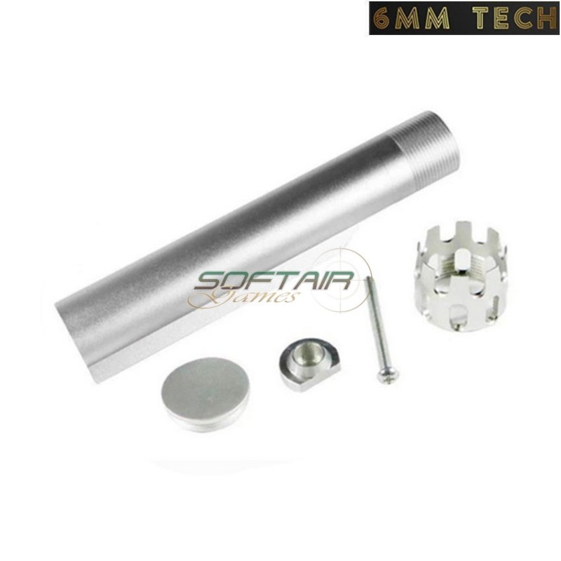 Tubo calcio CUSTOM AEG M4/M16 cnc alluminio silver 6MM TECH (6mmt-10-sv)