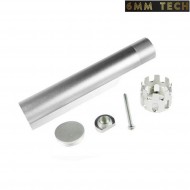 Tubo calcio CUSTOM AEG M4/M16 cnc alluminio silver 6MM TECH (6mmt-10-sv)