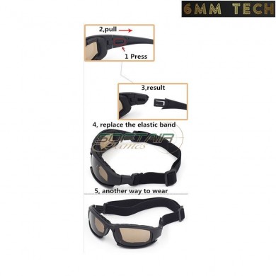 Military style google kit BLACK 6MM TECH (6mmt-13-bk)