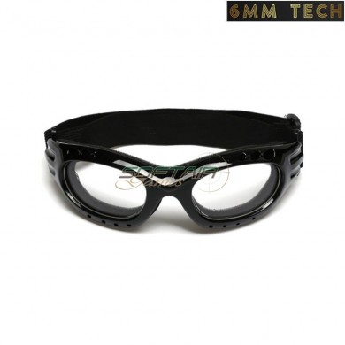 BLACK tactical google with CLEAR lens 6MM TECH (6mmt-22-bk)