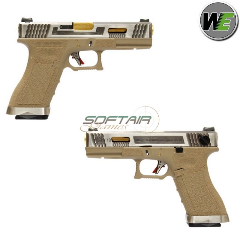 Gas Pistol G18 E Force Tan Blowback silver/gold We (we-wg02wet-4)