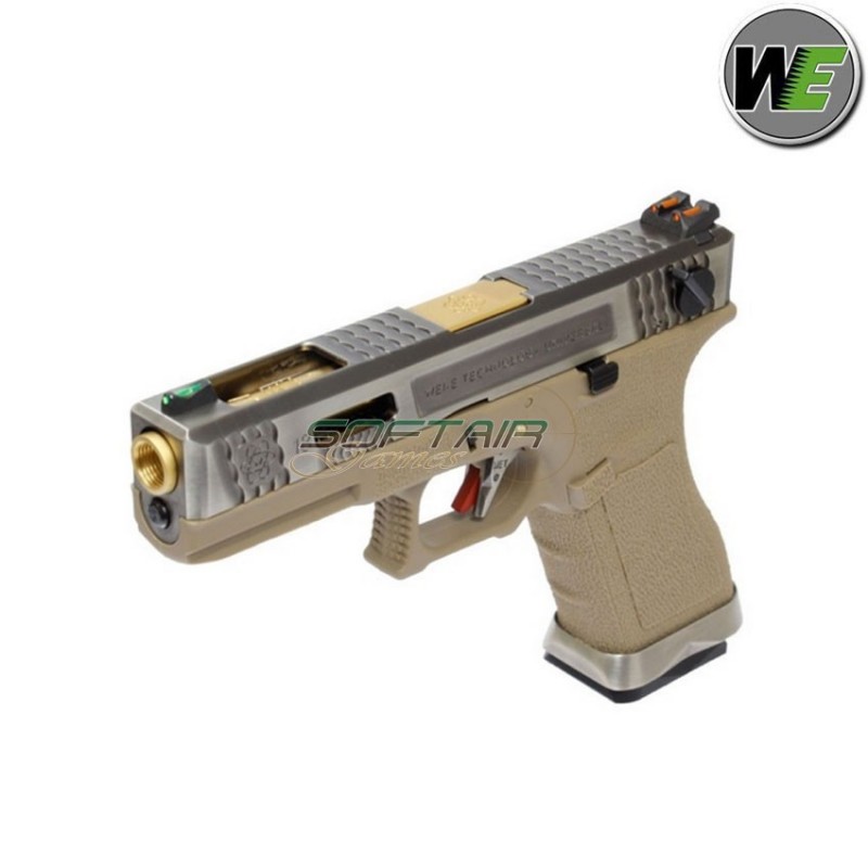 Gas Pistol G18 E Force Tan Blowback silver/gold We (we-wg02wet-4)