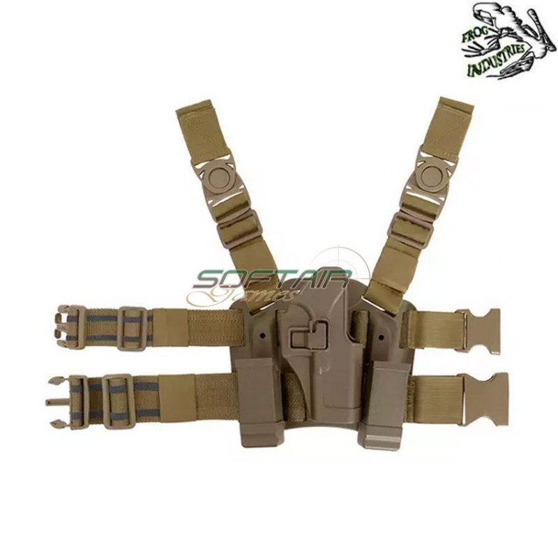 Holster TAN w/drop leg platform for glock series frog industries® (fi-fbp2254-tan)