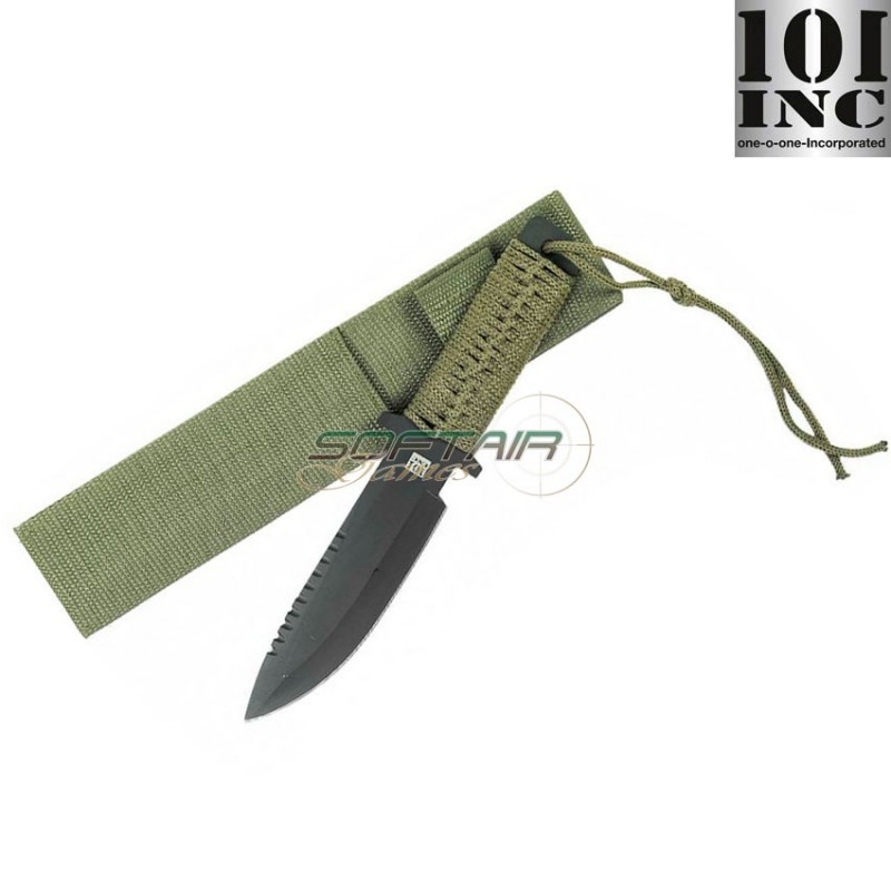 Military RECON knife GREEN with paracord 101 inc (455461v)