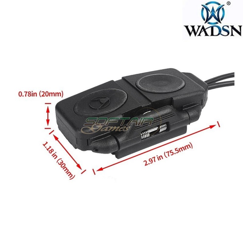 Doppio controllo remoto torcia/laser peq NERO wadsn (wex676-bk)