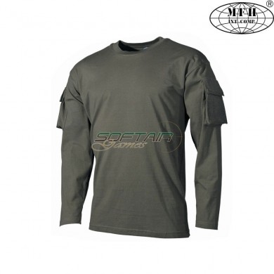 Shirt maniche lunghe VERDE con velcro tasche mfh (00123b)