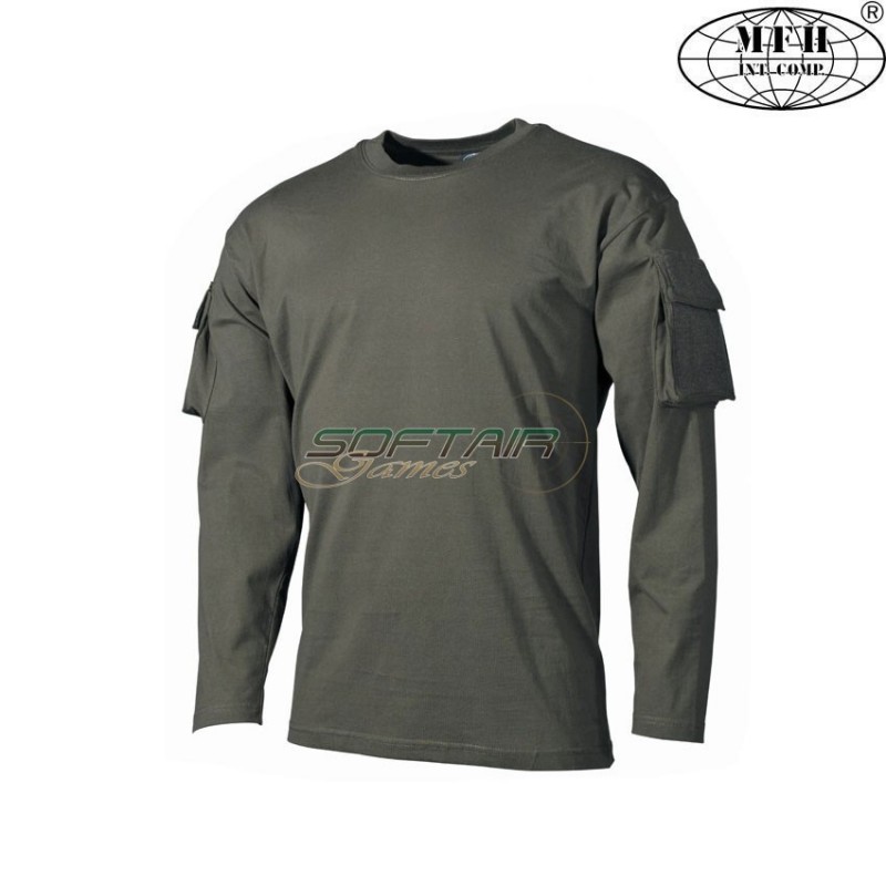 GREEN long sleeve shirt with velcro pockets mfh (00123b) GREEN long sleeve shirt with velcro pockets mfh (00123b)