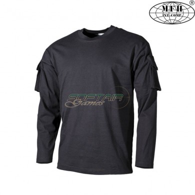 BLACK long sleeve shirt with velcro pockets mfh (00123a)