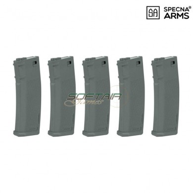 SET 5 mid-caps s-mag polymer magazines 125bb chaos grey for m4/m16 specna arms® (spe-05-025722)