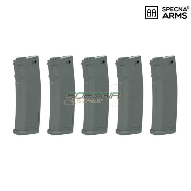 SET 5 mid-caps s-mag polymer magazines 125bb chaos grey for m4/m16 specna arms® (spe-05-025722)