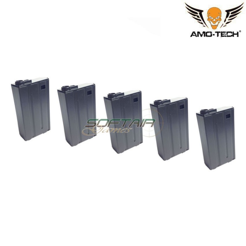 Set 5 caricatori MONOFILARI short 100bb whiskey black per serie m4 amo-tech® (amt-mcs-whiskey-bk-5)