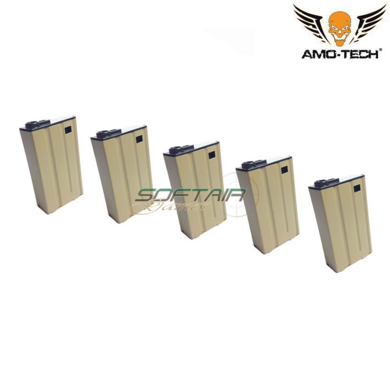 Set 5 mid-caps magazines short 100bb whiskey dark earth for m4 series amo-tech® (amt-mcs-whiskey-de-5)