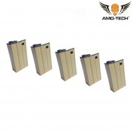 Set 5 caricatori MONOFILARI short 100bb whiskey dark earth per serie m4 amo-tech® (amt-mcs-whiskey-de-5)